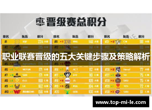 职业联赛晋级的五大关键步骤及策略解析