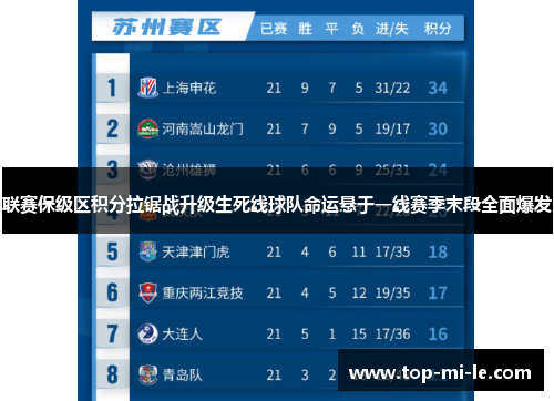 联赛保级区积分拉锯战升级生死线球队命运悬于一线赛季末段全面爆发